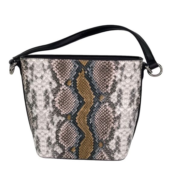 Just Fab Embossed Pleather Snakeskin Small Top Handle Shoulder Bag Purse Womens - Picture 3 of 12